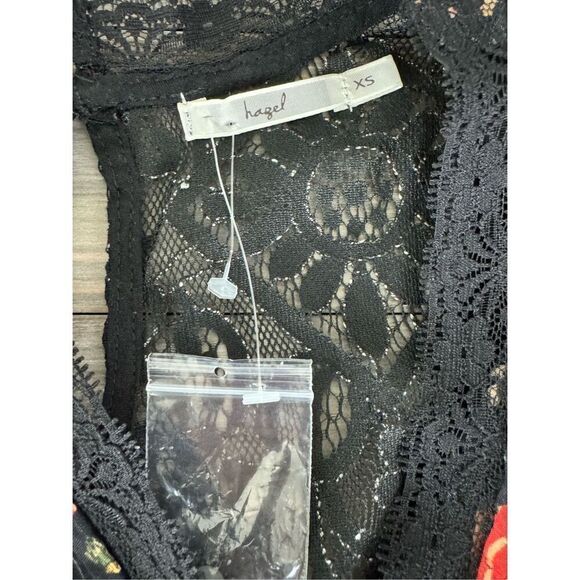 NWT Hazel Black‎ Floral Lace Trim Sleeveless Dressy Tank Top Size XS - Picture 4 of 7